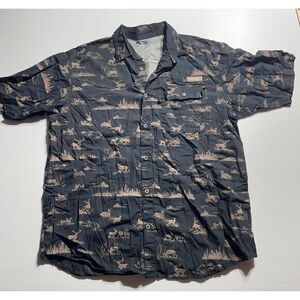 Columbia Sportswear‎ men's Deer Print Outdoor Button-Down Shirt Mesh-Lined XL
